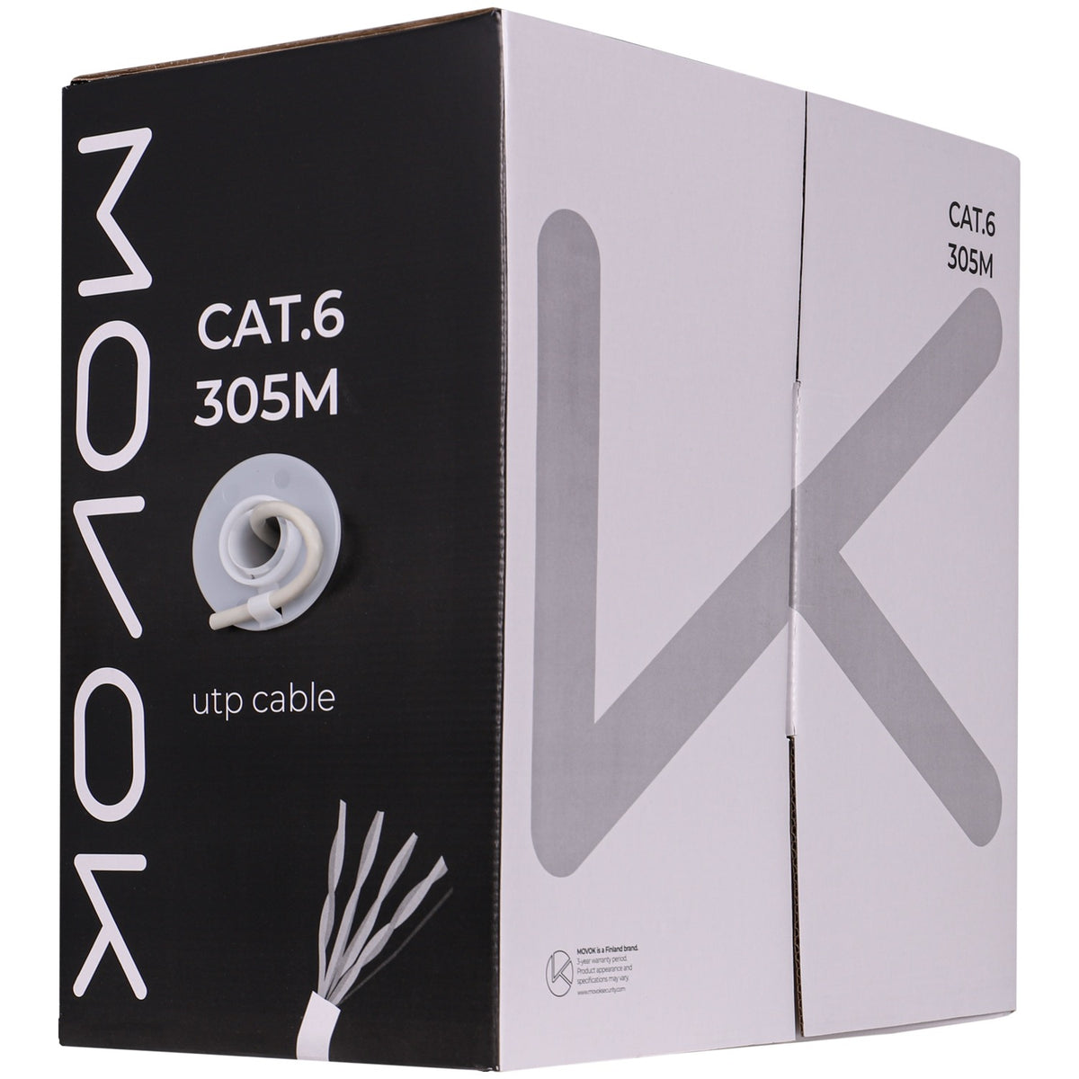 Movok CAT6 UTP inomhus-nätverkskabel 305 meter, vit