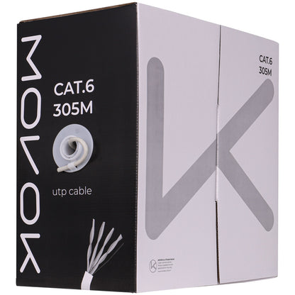 Movok CAT6 UTP inomhus-nätverkskabel 305 meter, vit