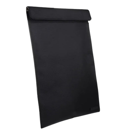 Faraday laptop case open showing signal-blocking lining