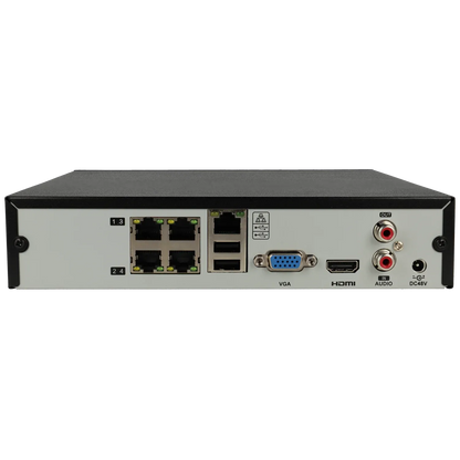 IP recorder of 4 channel and 8 mpx resolution with 4 PoE ports