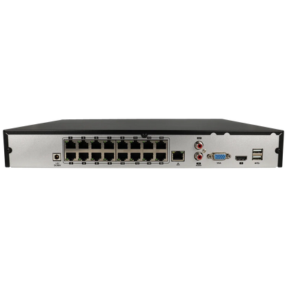 IP recorder of 16 channel and 8 mpx resolution with 16 PoE ports