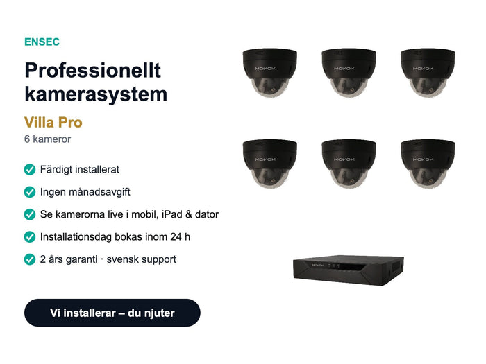 Professionellt kamerasystem Villa Pro – 6 kameror, installerat