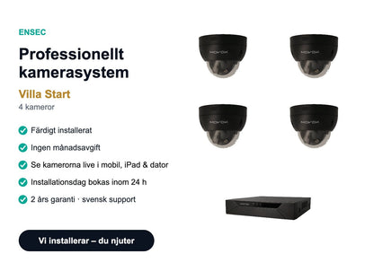 Professionellt kamerasystem Villa Start – 4 kameror, färdigt installerat