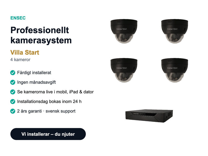 Professionellt kamerasystem Villa Start – 4 kameror, installerat