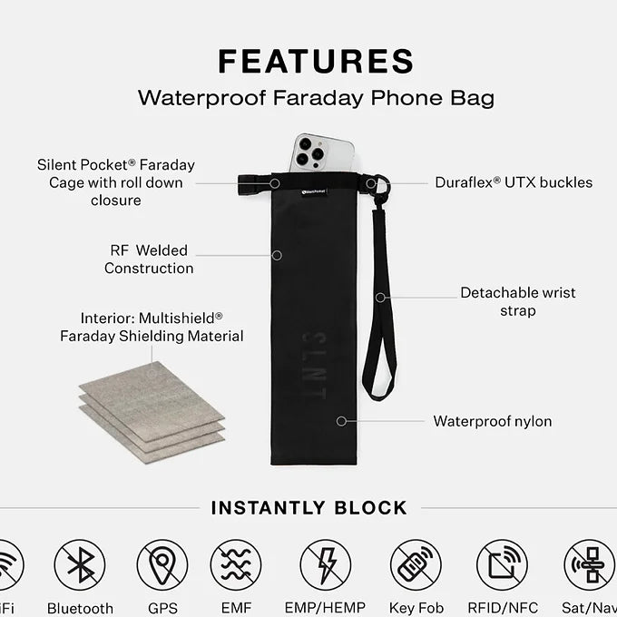 SLNT Faraday waterproof case with phone inside
