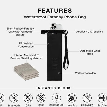 SLNT Faraday waterproof case with phone inside